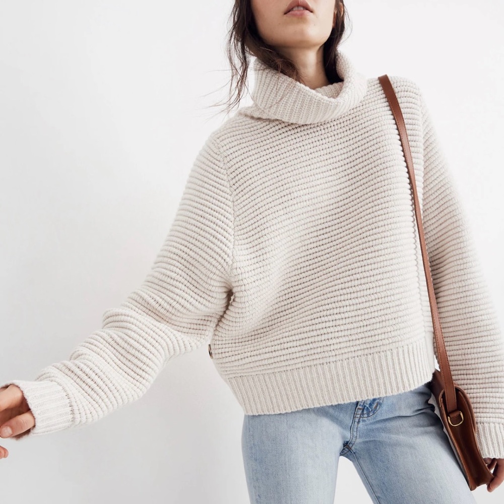 Madewell Cozy Cream Turtleneck Sweater